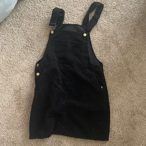 black overall dress